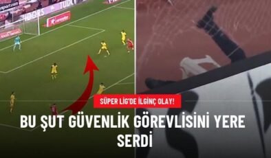 Bu şut güvenlik görevlisini yere serdi